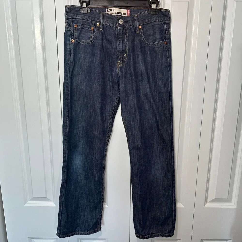 Levi's 569 Loose Straight Jeans Mens 30x30 Blue Dark Wash Denim Y2K Skater Baggy